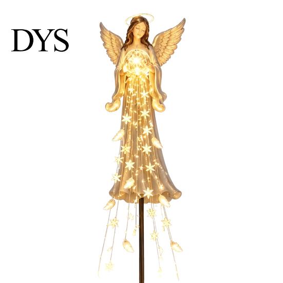 Waterproof Pathway Lighting Solar Powered Angel Remembrance Garden Light, Resin Blessing Fountain Statue with Cascading Lights LED Warm Lights,