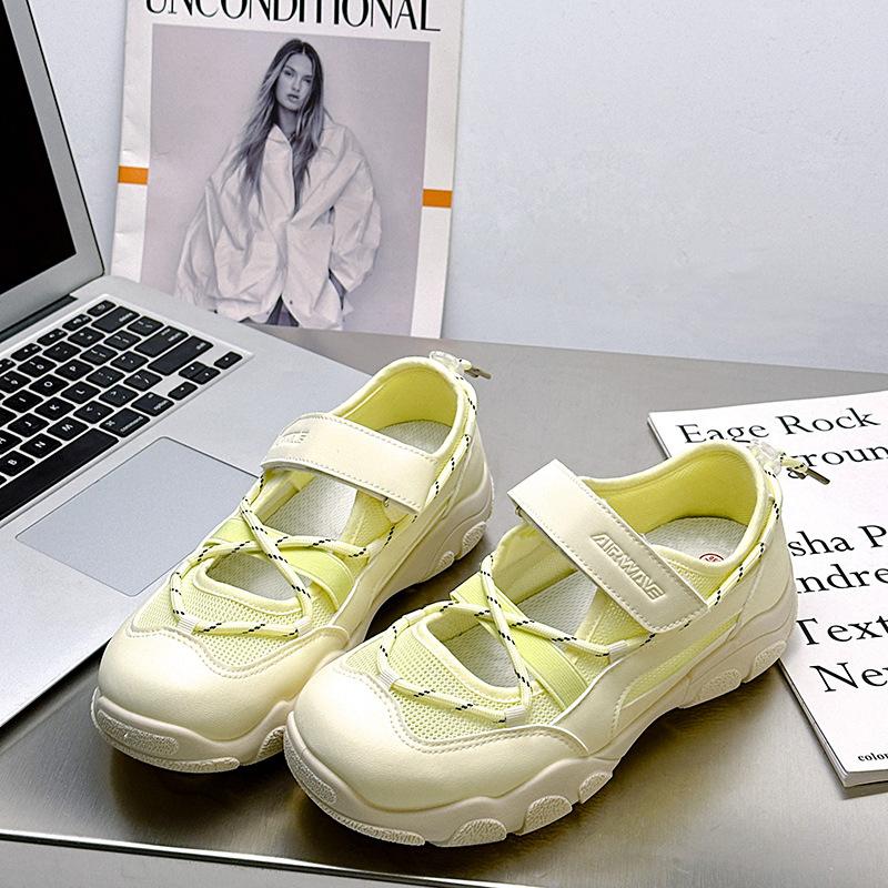 

Thick-soled heightening senior dad shoes women s summer new hollow breathable sports mesh shoes sandals 40 жёлтый