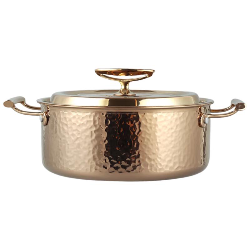 Xiyao 304 Stainless Steel Deep Double-Handle Pot with Hammered Texture