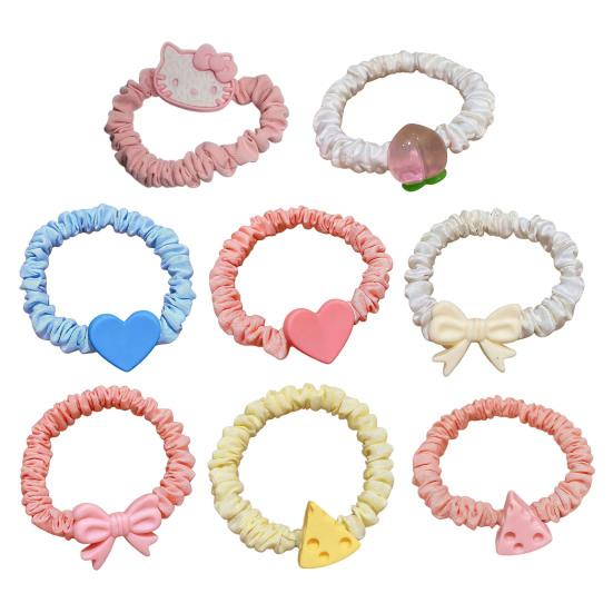 4Pcs Girl Hair Ropes Cartoon Decoration Macaron Color High Elasticity Hair Bands High Elasticity No Hair Damage Ponytail
