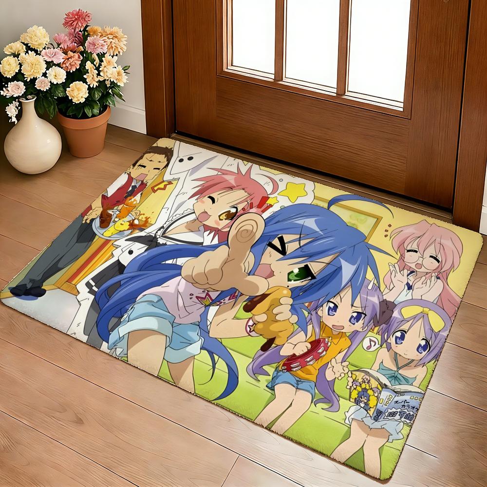 Kawaii Anime Lucky Star Izumi Konata Floor Mat Cozy Flannel Soft Thick Non-Slip Mat For Living Room Bedroom Kitchen Decor Rugs