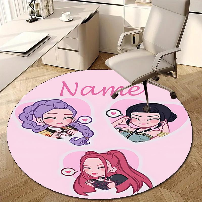 Personalized K-KPop Demon Hunters Round Chair Office Rug - Perfect for Mat, Office Chair & More - Ideal Gift for Birthdays and Holidays