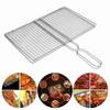 Outdoor BBQ Accessories, Steel Grill Net for Meat, Bacon, Fish, Non - Stick Grilling Basket with Metal Handle