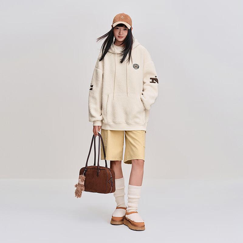 LEDING Oversize Granular Fleece Hooded Sweatshirt