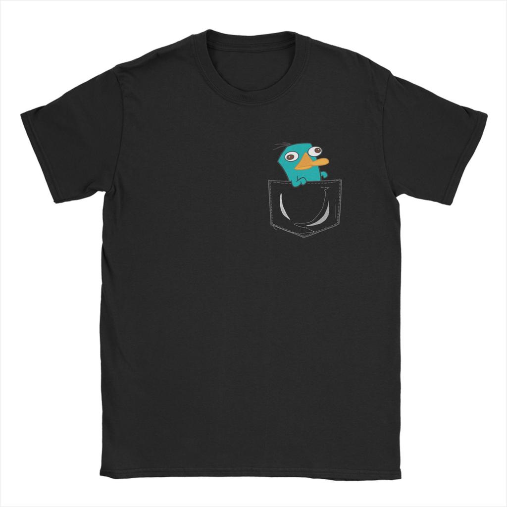 Perry the Platypus Pocket TShirt for Unisex Fun Pure Cotton Tee Shirt Round Neck Short Sleeve T Shirt Big Size Clothing