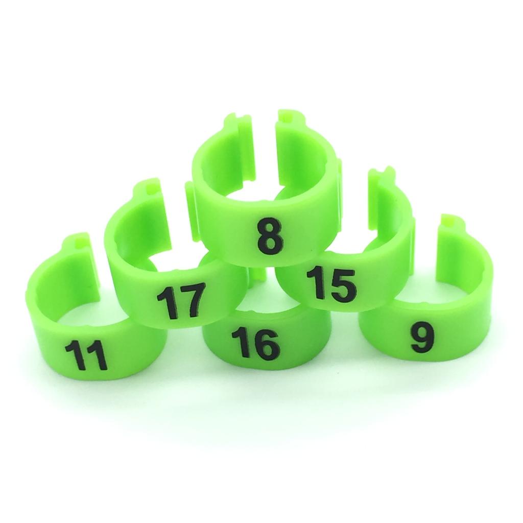1Pack/100Pcs Digital Plastic Birds Clip Foot Rings Inner Diameter 10mm Parrot Pigeon Identification Leg Rings No.1~100 10 Colors