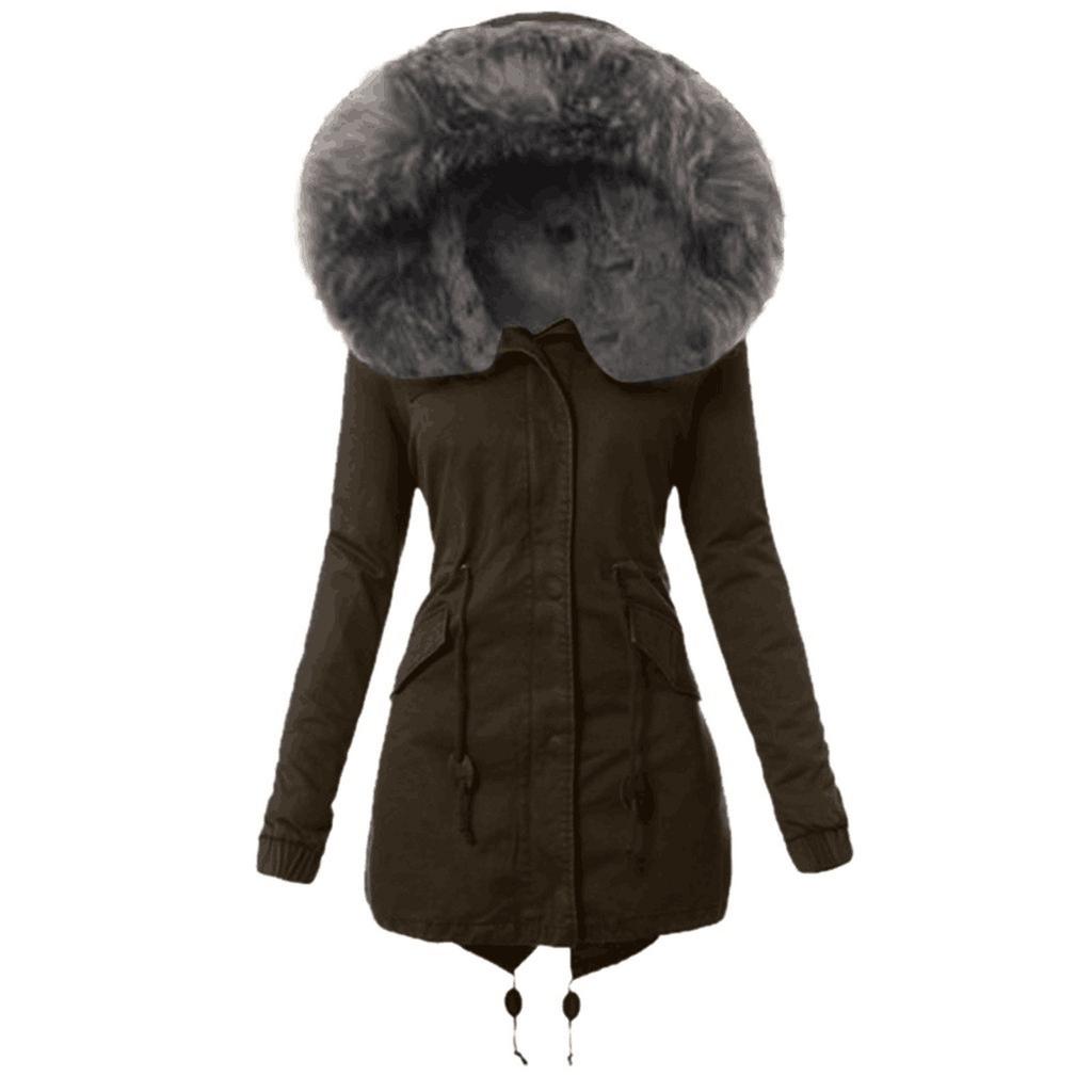 Ladies  Coat Womens Winter Warm Thick Long Jacket Hooded Overcoat