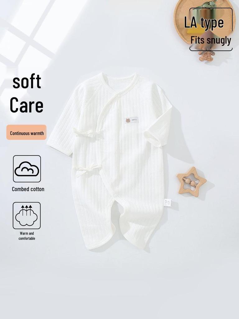 Newborn Pure Cotton Butterfly Bodysuit: Four Seasons Tie-Up, Boneless Design Jumpsuit