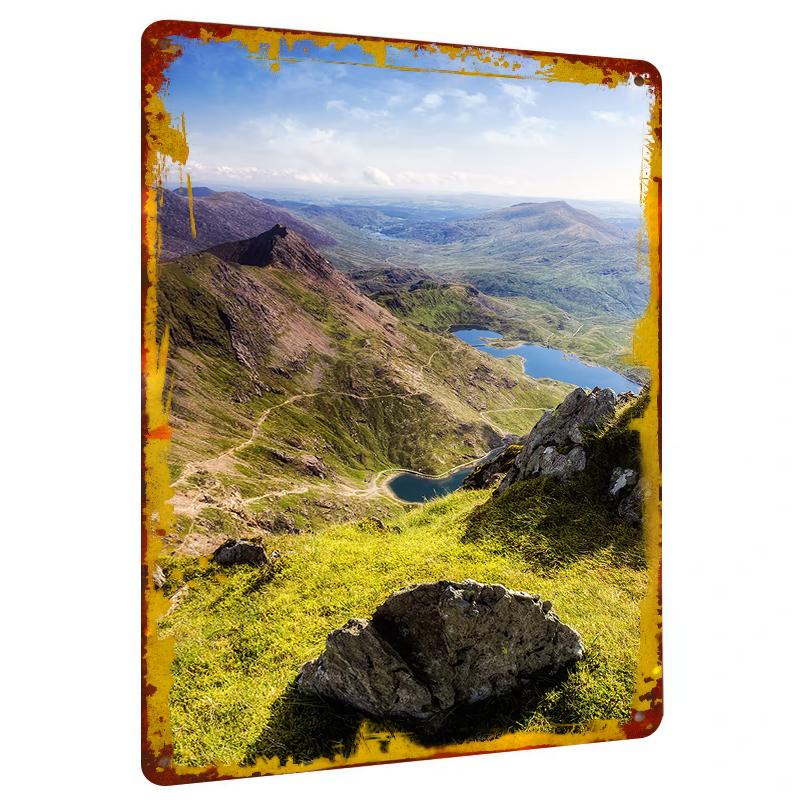 

Panoramic Mountain Lake Custom Metal Wall Art Home Decor Living Room Study Decorative Painting 20x30cm（7.8x11.8inch）