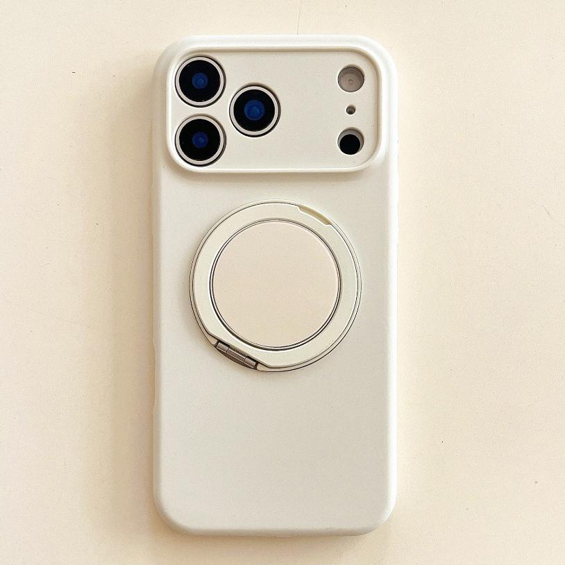 Original Liquid Silicone Phone Case For iPhone 17 16 15 14 Pro Max 17Pro 16Pro Air 360°Rotate Stand Holder Soft Shockproof Cover