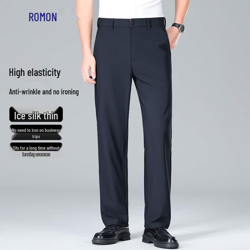 Luomeng Men s High-Elastic Wrinkle-Resistant Ice Silk Suit Pants 29
