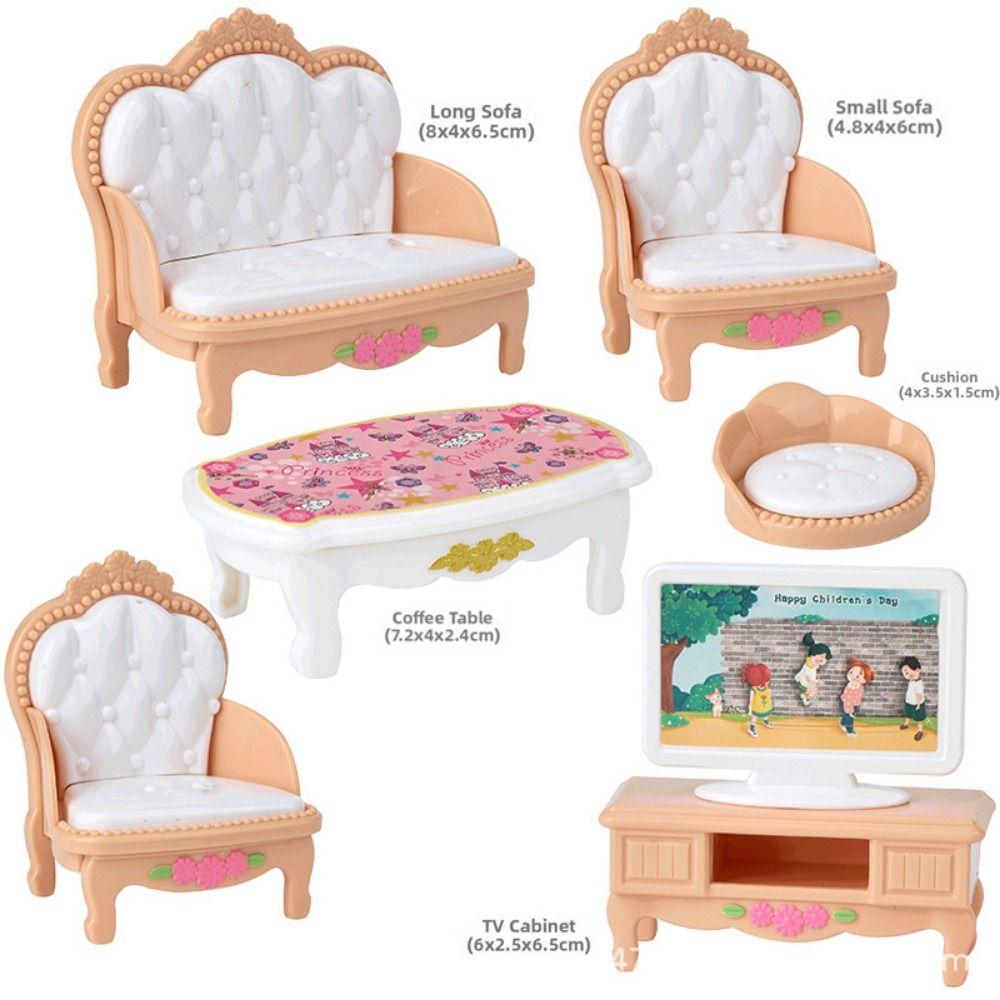 1Set 5 Styles Miniature Dollhouse Furniture Khaki Furniture Container Display Doll Game Accessoies