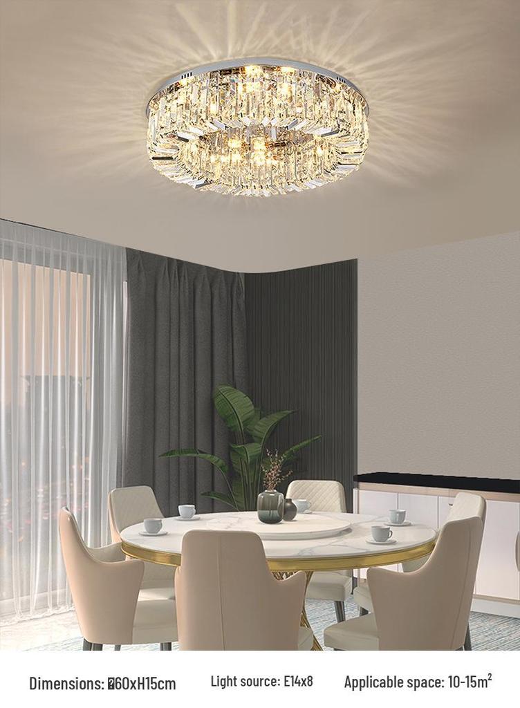 Luxury LED Crystal Ceiling Light: Round & Rectangular Dimmable Pendant for Living Room, Dining Room, Bedroom, Hall.