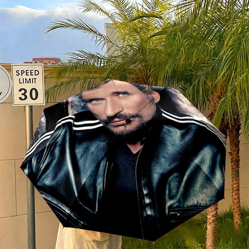French legendary rock singer and actor Johnny Hallyday umbrella is suitable for all seasons, including home travel and outdoor activities Y1