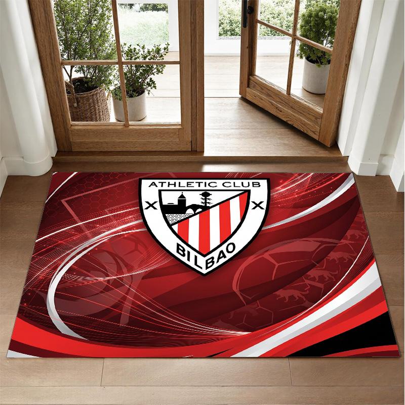 Athletic Bilbao Football Design Crystal Velvet Rug Soft Decorative Mat for Bedroom Entrance