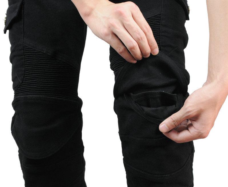 New product Motorcycle jeans men, locomotive tooling multi-bag cycling pants, zipper casual straight pants, knee pads