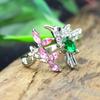 Elegant Cubic Zirconia Flower Bird Open Ring Women Party Wedding Jewelry Gift