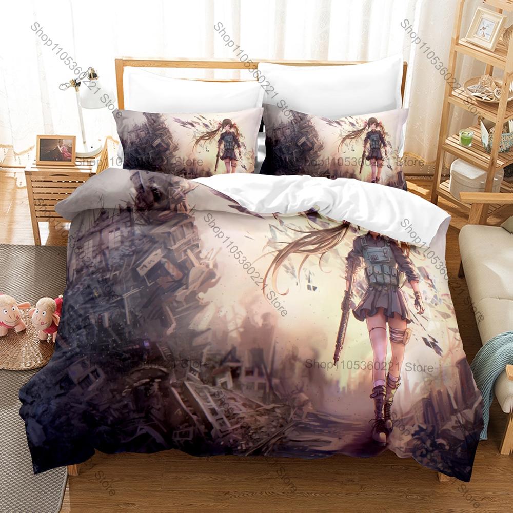 Coole Persönlichkeit Anime Militärpanzer Design Neues Bettwäsche-Set Bettbezug-Set Schlafzimmer Dekor für Jungen Männer Fans Einzelbett Zweibettbett Vollgröße Que