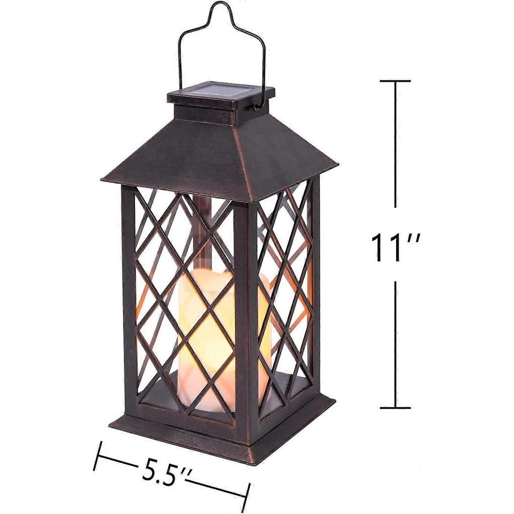 Solar Lantern Hanging Garden Outdoor Lights Flickering Flameless Candle Waterproof LED Lamp