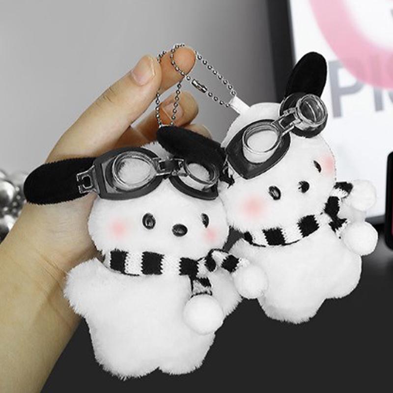 1Pc Diy Accessories Kawaii Sanrio Keychain Plush Pochacco Doll Anime Cartoon Bag Pendant Car Keyring Toy For Kid Gift
