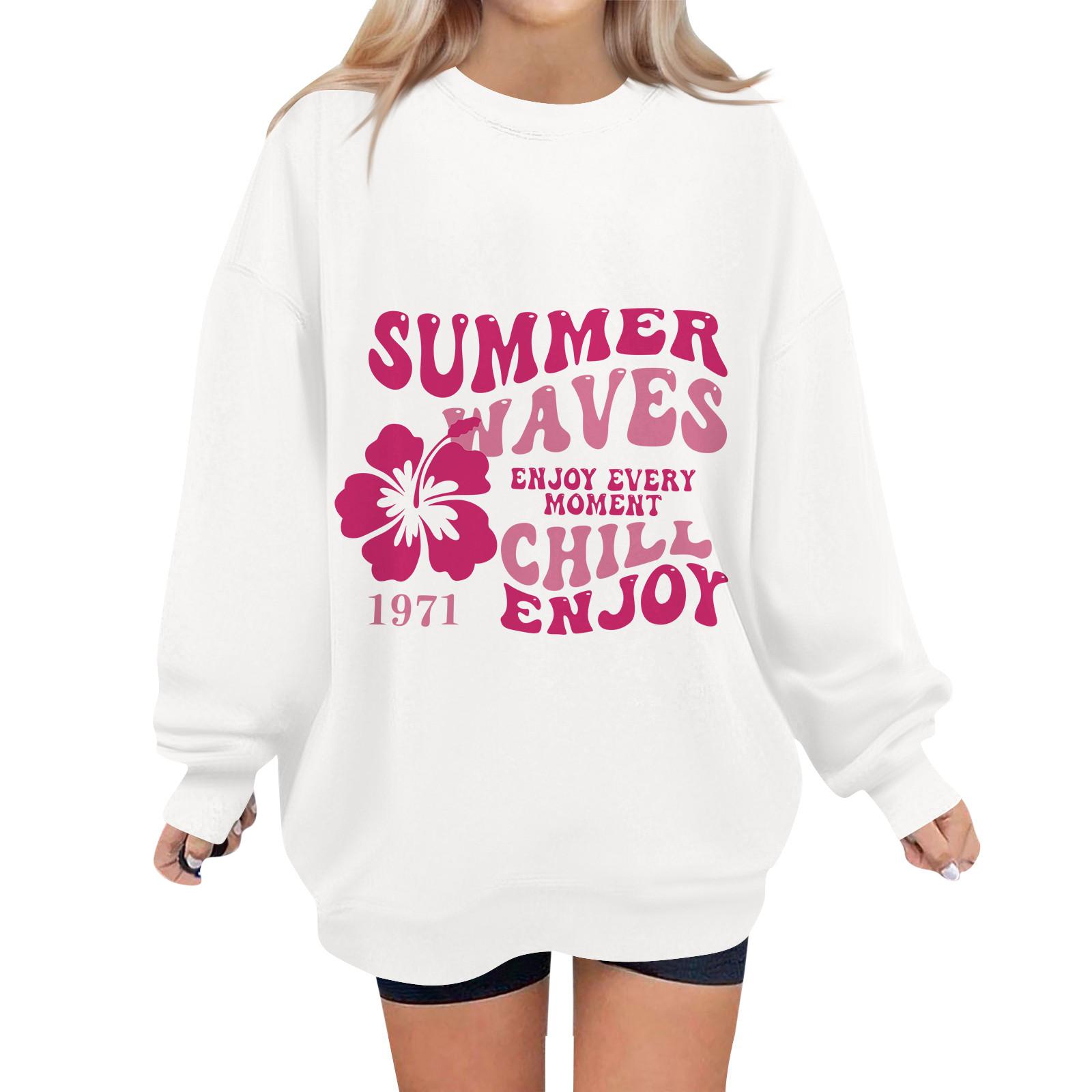 

Женская свободная толстовка с капюшоном с принтом, повседневная модная спортивная толстовка S белый