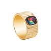 Color Diamond Drip Oil Peach Heart Crystal Ring Love Shaped Decorative Ring 18K Gold Hip Hop Stacked Joint Ring