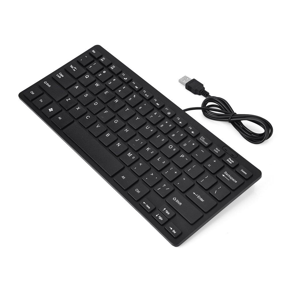 [Wired Keyboard] 78-Key Ultra-Slim Mini USB Wired Keyboard for Desktop PCs and Laptops, Ultra-Thin Keyboard with High Performance and Sensitivity