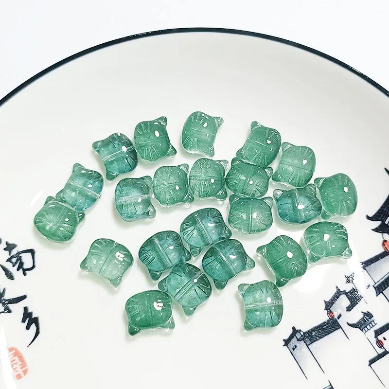 DW12 20 Stück Glas Kreativität Katzenkopf Perlen Niedlich Gerades Loch Lampwork Perle DIY Armbänder Halskette Ohrring DIY Zubehör