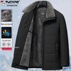 Woodpecker Dad Winter Coat: Velvet-Thickened Down Cotton Jacket for Middle-Aged & Elderly, Lapel Design, Warm Cotton Clothing.