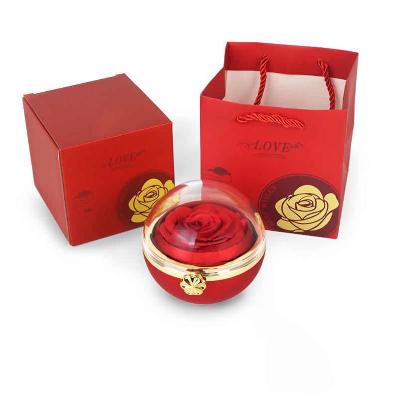 Valentine's Day Rotating Jewelry Gift Box with Necklace & Rose Flower