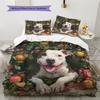 Happy Pitbull Pattern Bedding Home Decoration Birthday Gift (1 * duvet cover + 2 * pillowcase, without core)