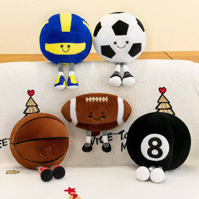 Latest Football, Basketball, Rugby Doll Kawaii Plush Toy Doll Cartoon Anime Cute Children's Birthday Gift Doll Christmas
