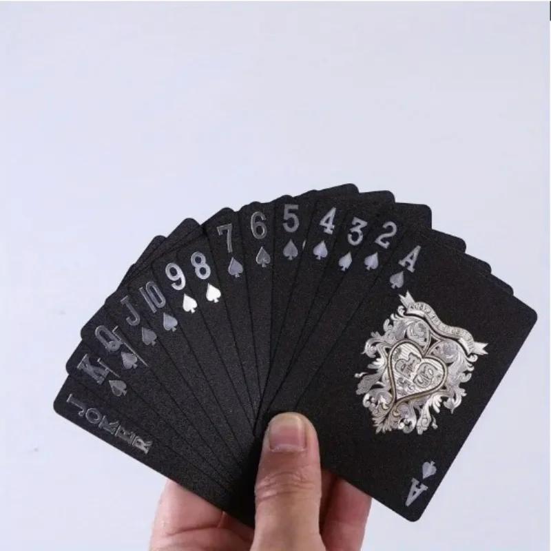 Black Rose Frosted Waterproof Plastic Playing Cards Texas Poker Collection Commemorative Chess Set Practical Party Gift