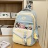 Blocked Color Fashionable Letter Printed Student Backpack With Pendant For Daily