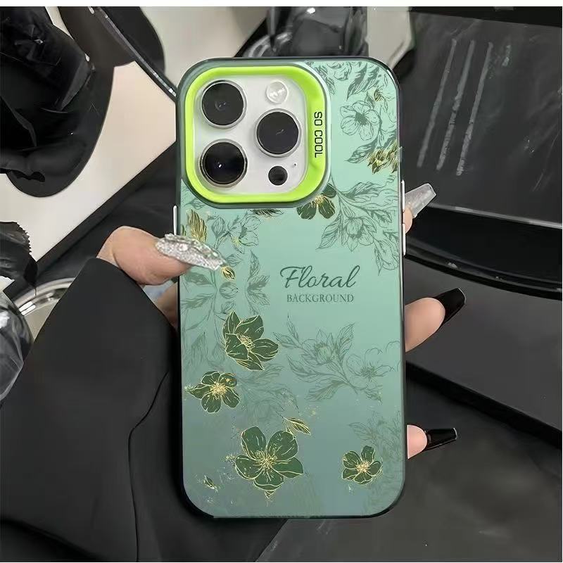 Romantic Floral Pattern Phone Case For iPhone 17 16 15 14 Plus 11 12 13 Pro Max X XR XS Max 17 Air Electroplat Hard Back Cover
