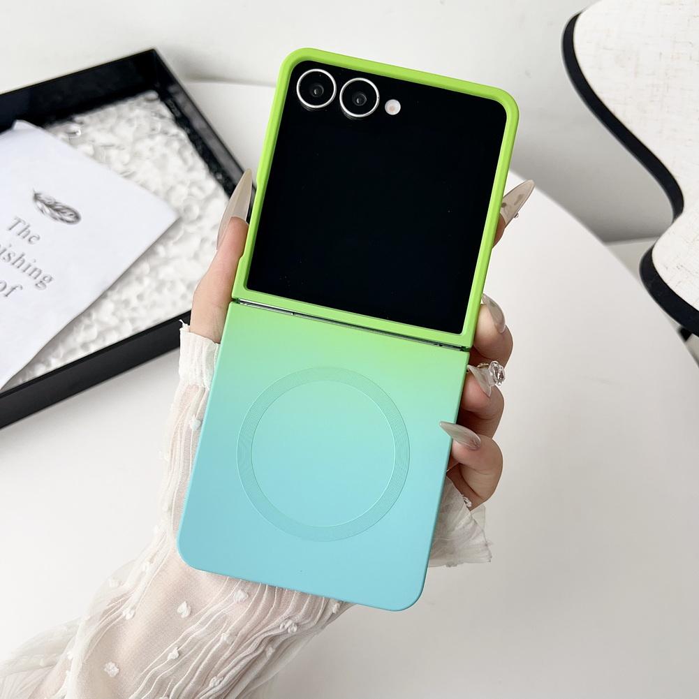 Soft Lliquid Two-tone Gradient Built-in Magnetic Coil Phone Case For Samsung Galaxy Z Flip 7 flip7 Camera Protect Cover