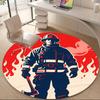 1PC Firefighter Flame Office Round Area Rug, Indoor Mat Suitable ForOffice, Under Office Chairs Bedroom Living Room Home Decor, Room Deco A005