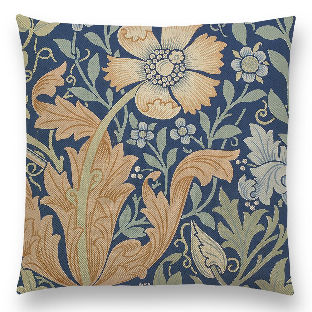 William Morris Thief Roter Kissenbezug, Leinen, Luxus-Überwurfkissen, Heimdekoration für Sofa, Wohnzimmer, Kissenbezug, 40 cm/45 cm/50 cm/60 cm