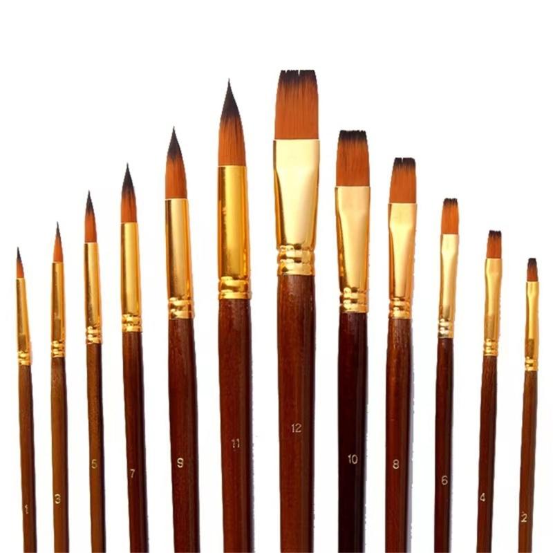 12 Pcs Painting Brushes Set Watercolor Brushes Drawing and Art Supplies for Kids