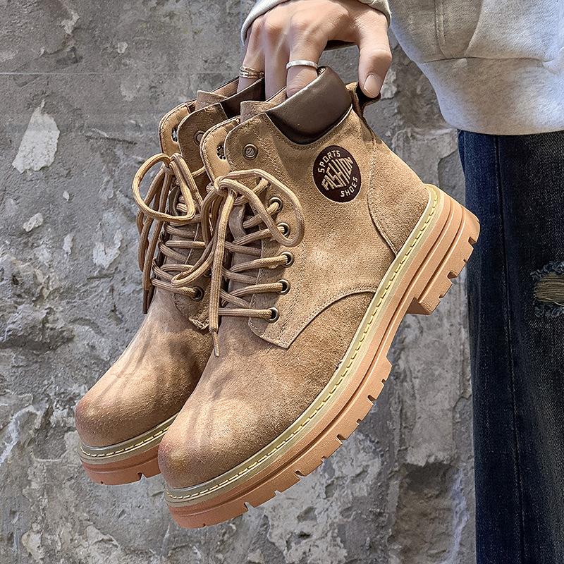 New Martin boots fleece popular versatile trend high version lace-up thick-soled British style tooling boots 6516-B