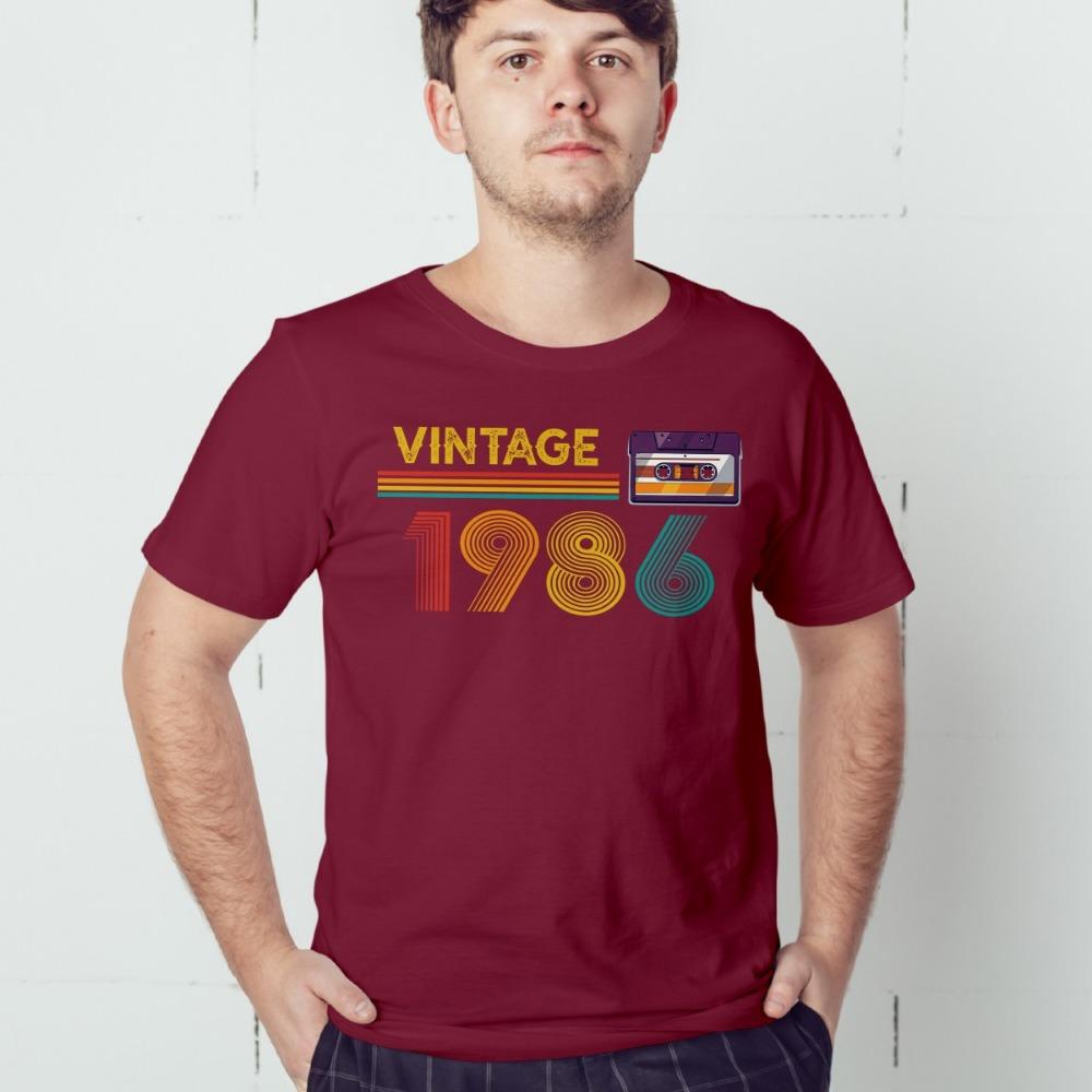 Vintage 1986 40th Birthday Mens TShirt Retro Cassette Graphic Tees Oneck Streetwear Classic Pattern High Quality Cotton Tees