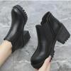 New Autumn And Winter Casual Thick Heel Solid Color Fashion Women'S Boots Comfortable Round Toe Warm High Heels