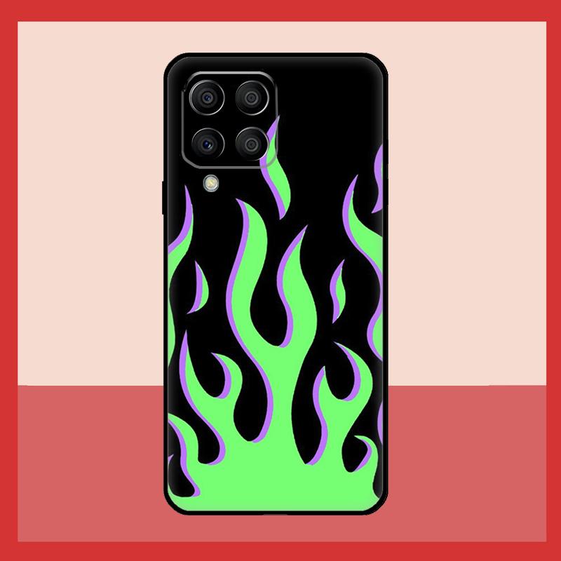 Blue Red Flame Fire Case For Samsung Galaxy M52 M32 M53 M16 M11 M21 M31 M35 M12 M13 M14 M15 M36 M56 M55 M34 M54