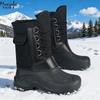 Men's Winter New Plush Thick High Top Outdoor Fishing Hiking Boots Snow Boots Waterproof Anti Slip Cold Resistant Cotton Boots