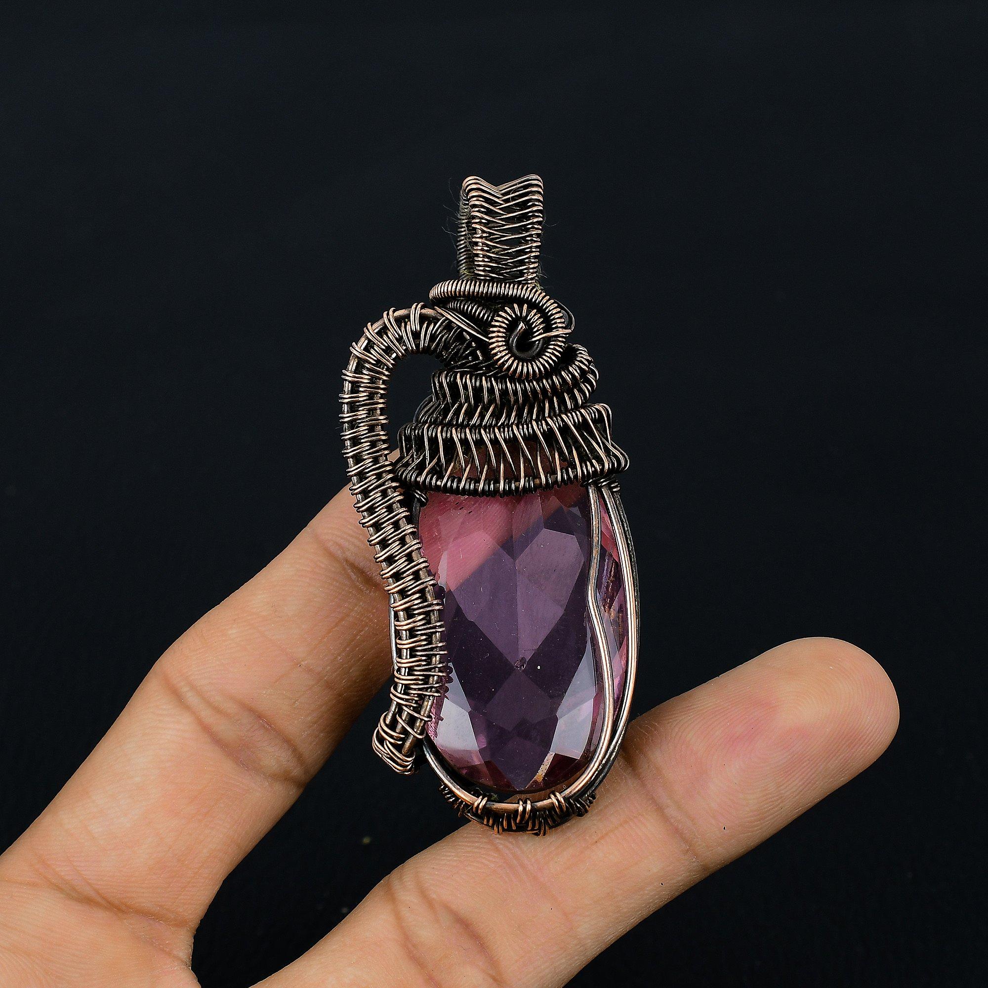 

Kunzite Pendant Gemstone Handmade Jewelry, 999 Copper Wire Wrapped Pendant, Gift For Wife Jewelry 2.55 Inches