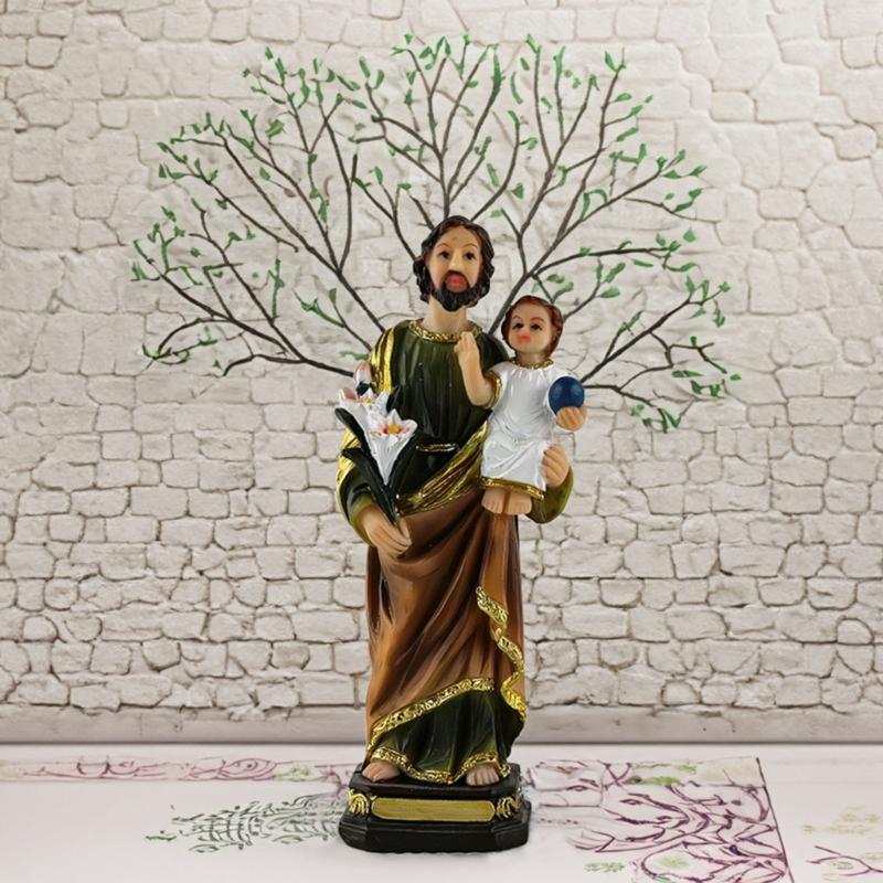 Sacred Mother Marys With Child Statue Resin Catholic Figurine Light Design For Christian Faithful Collectors Family