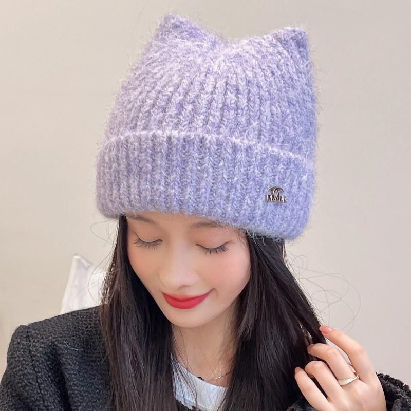 Новая женская зимняя шапка с милыми кошачьими ушками, двухслойная шапка ...