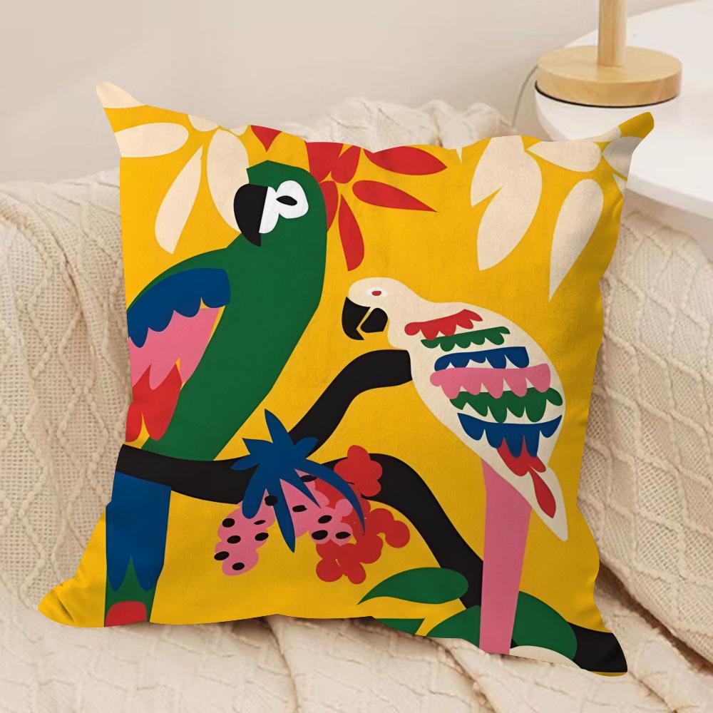 Parrot Colorful Cushion Cover Pillowcase Ultra Soft Skin Friendly Fabric Cloud Like Comfort & Concealed Zipper
