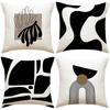 Black and White Geometric Print Pillow Cover Interior Decoration Sofa Cushion Office Nap Pillow Cover