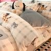 Cartoon Thickened Milk Fleece Coral Fleece Bed Four-Piece Set Fleece Flannel Quilt Cover Children'S Bed Single Three-Piece Set